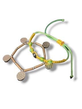 Women’s Bracelets Gold Silver Discs Charms & Brasil Colors Casual Knit